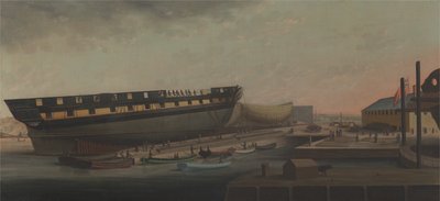 Sollevamento della fregata di Sua Maestà Diana nel cantiere di Blackburn, vicino a Plymouth da John Rogers